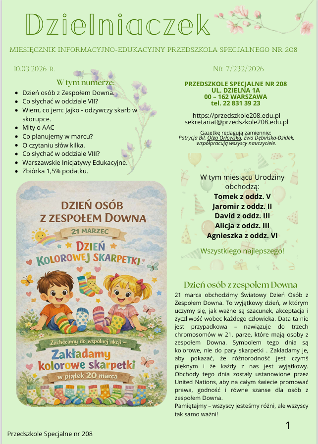 Skan pierwszej strony gazetki z marca 2026 roku